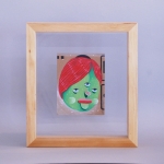 <b>Green Face</b><br/>acrylic on used card board<br/><br/>13 x 10 cm<br/>2015<br/>